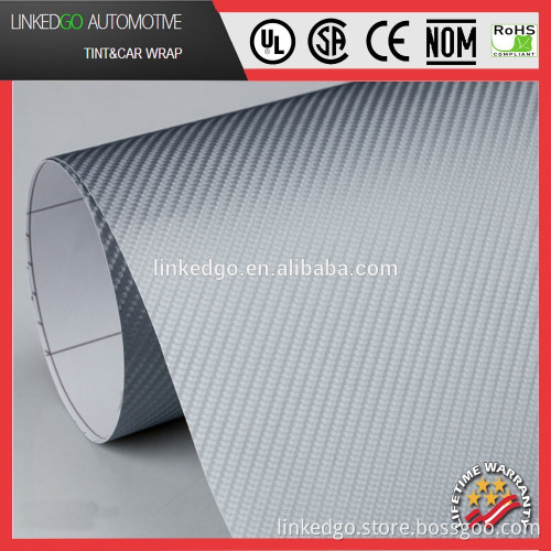 Good PVC Material Car Vinyl Wrap for 1.52*30M Air Bubble Free 4D Gray Carbon Fiber Vinyl